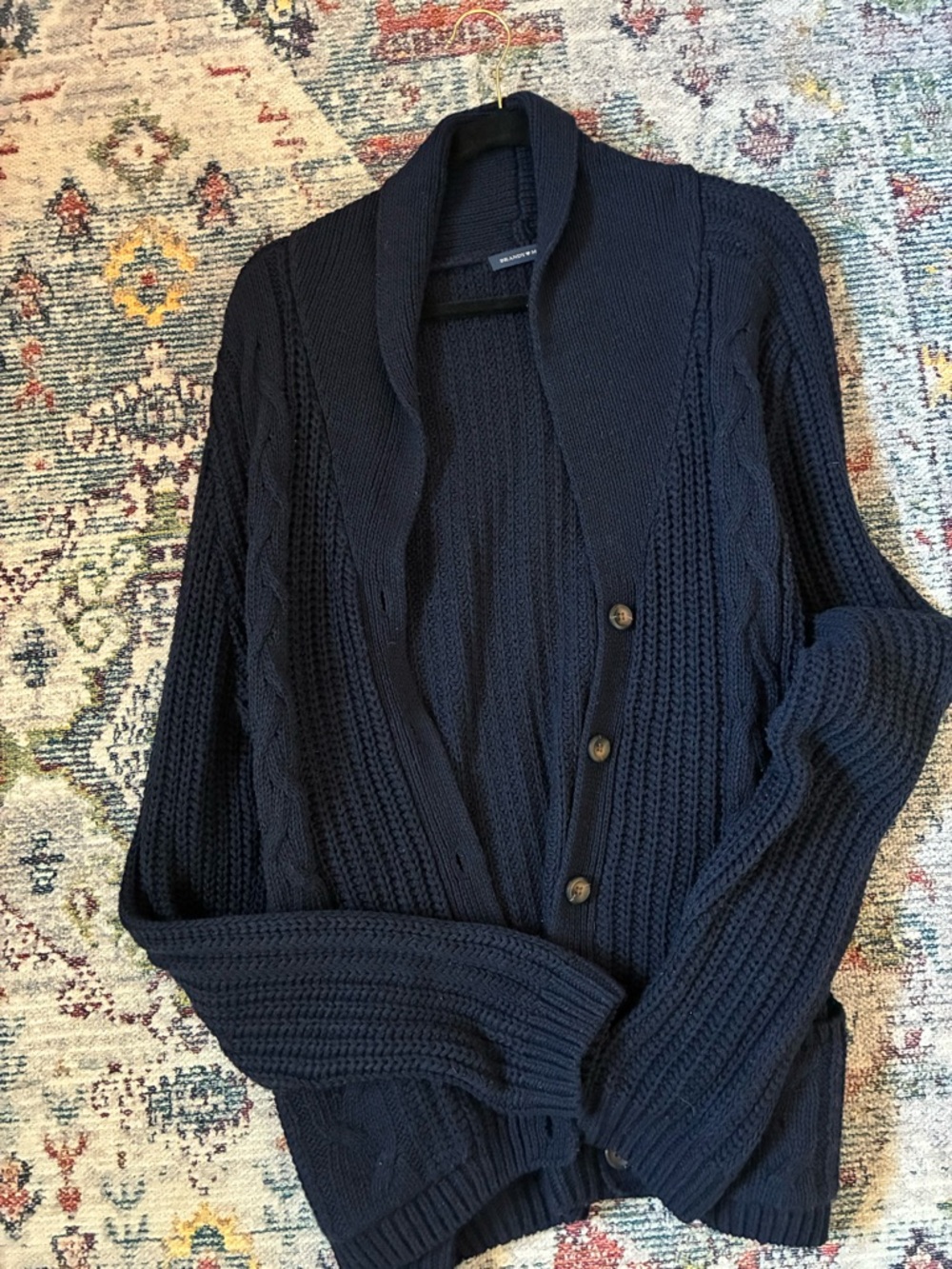 Brandy Melville Navy Cable Shawl Collar Cardigan